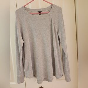 Eddie Bauer Women's Waffle Light Gray Long Sleeve Top Size Large